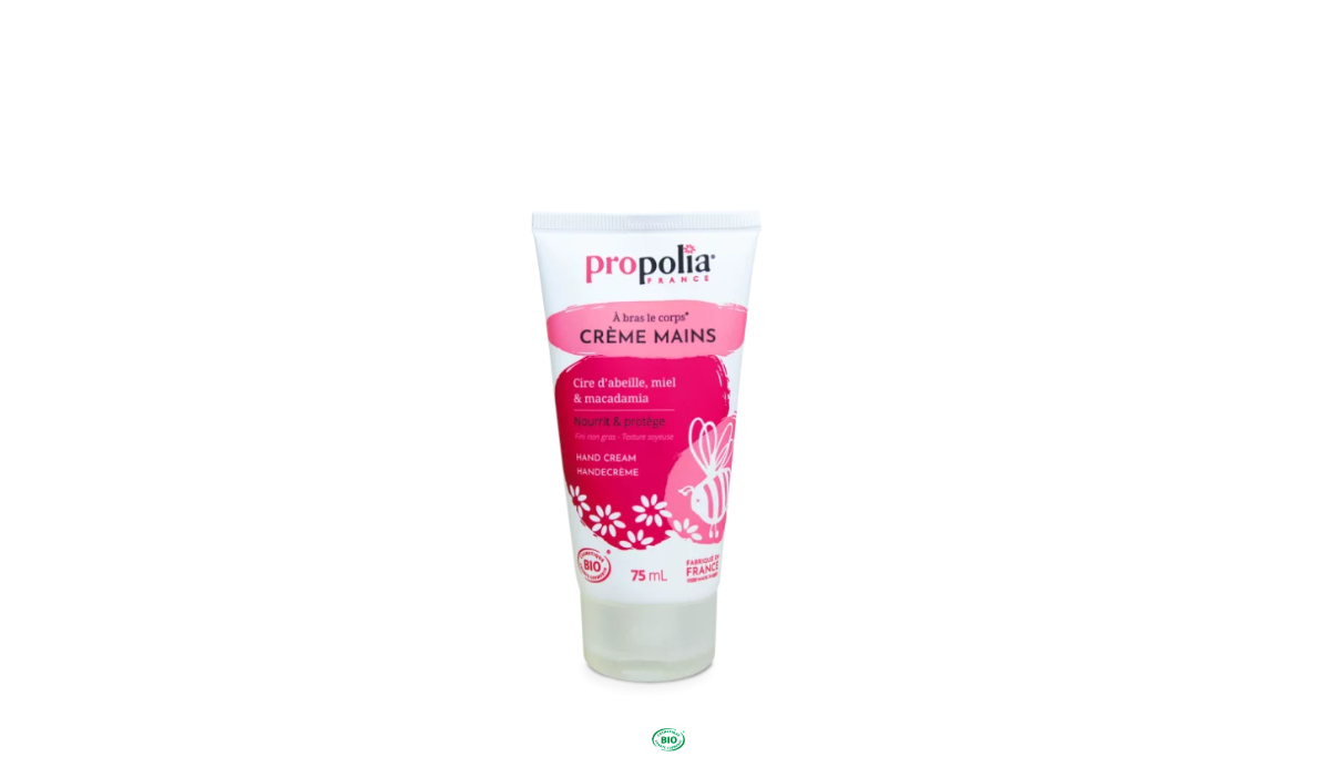 Crème mains certifiée Bio Cire d'abeille, Miel et Macadamia