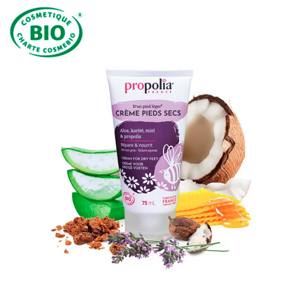 Crème pieds réparatrice Bio Miel, Propolis, Karité & Lavande